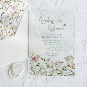 Invitations En Acrylique Fête de naissance Baby in Bloom Girl