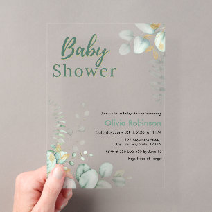 Invitations En Acrylique Fête de naissance botanique de verdure d'eucalyptu