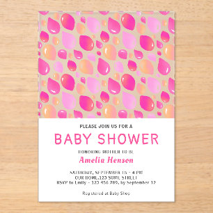 Invitations En Acrylique Fête de naissance de bébé fille avec motif de ball