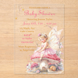 Invitations En Acrylique Fête de naissance de fille Cottage Core Rose et Or