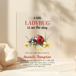 Invitations En Acrylique Fête de naissance de la petite coccinelle Daisy Fl