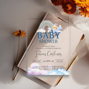 Invitations En Acrylique Fête de naissance d'un garçon espagnol Ourson en p