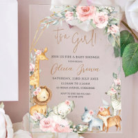Fête de naissance Fille Animaux de la Jungle Fleur