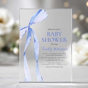 Invitations En Acrylique Fête de naissance garçon arc bleu aquarelle