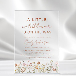 Invitations En Acrylique Fête de naissance Terracotta Une petite fleur sauv