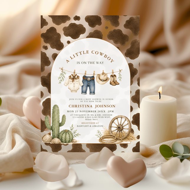 Invitations En Acrylique Fête de naissance western Little Cowboy Impression (Créateur téléchargé)