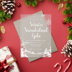 Invitations En Acrylique Fête de Noël au Pays des Merveilles Hivernales