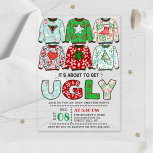 Invitations En Acrylique Fête de Noël avec un pull moche de Noël