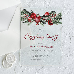 Invitations En Acrylique Fête de Noël classique de bureau d'entreprise