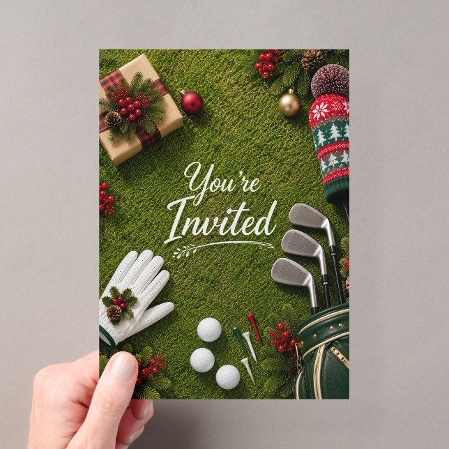 Invitations En Acrylique Fête de Noël de golfeur Par Tee Golf  (In situ (ordinateur de poche))