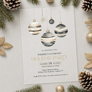 Invitations En Acrylique Fête de Noël d'entreprise Chic Or Noir