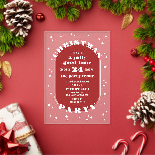 Invitations En Acrylique Fête de Noël Étoiles Blanches Rouges et Glacées