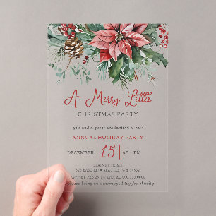 Invitations En Acrylique Fête de Noël Florale d'Hiver Petite Joyeuse