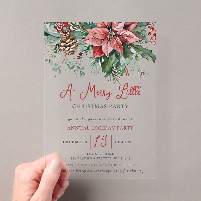 Invitations En Acrylique Fête de Noël Florale d'Hiver Petite Joyeuse (In situ (ordinateur de poche))