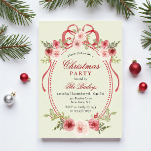 Invitations En Acrylique Fête de Noël Florale Élégante Coquette