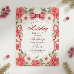 Invitations En Acrylique Fête de Noël Florale Élégante et Coquette