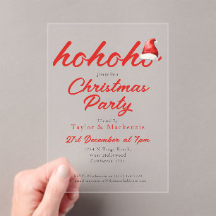 Invitations En Acrylique Fête de Noël Ho Ho Ho Santa Hat