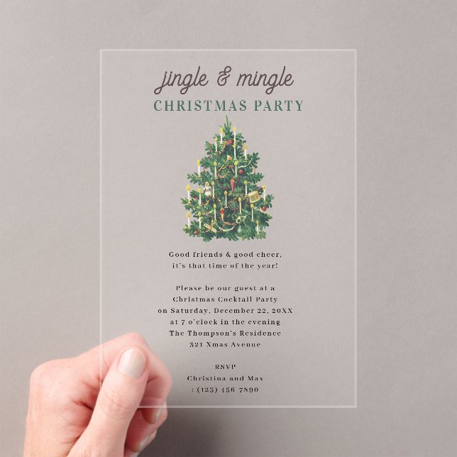 Invitations En Acrylique Fête de Noël Jingle et Mingle (In situ (ordinateur de poche))