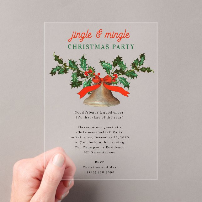 Invitations En Acrylique Fête de Noël Jingle et Mingle (In situ (ordinateur de poche))