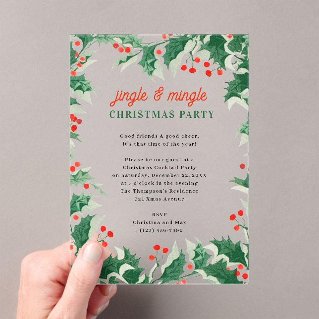 Invitations En Acrylique Fête de Noël Jingle et Mingle (In situ (ordinateur de poche))