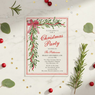 Invitations En Acrylique Fête de Noël Mistletoe Bow Fête moderne