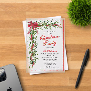 Invitations En Acrylique Fête de Noël Mistletoe Bow Fête moderne