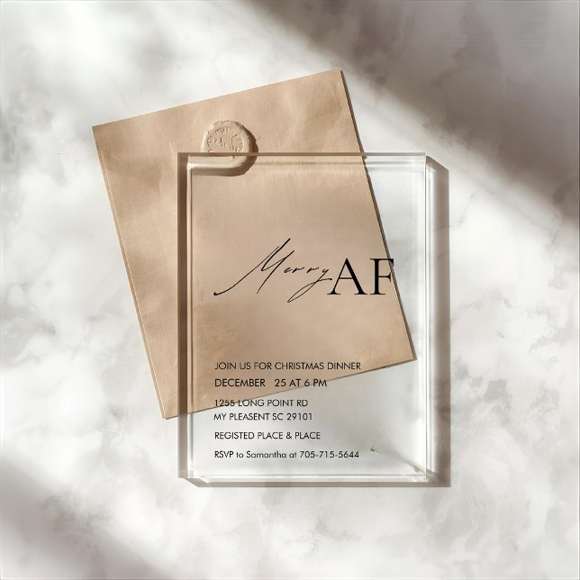 Invitations En Acrylique Fête de Noël moderne « Joyeux AF » (Créateur téléchargé)