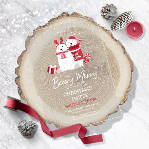 Invitations En Acrylique Fête de Noël Polaire Beary Merry ID851