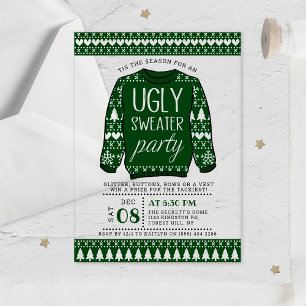 Invitations En Acrylique Fête de Noël vert moche