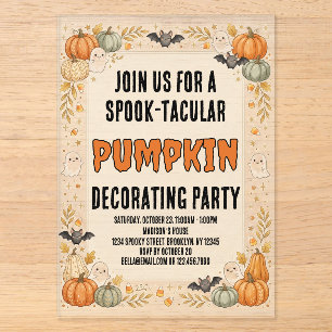 Invitations En Acrylique Fête de pumpkin sur mesure Spooktacular CUTE Hallo