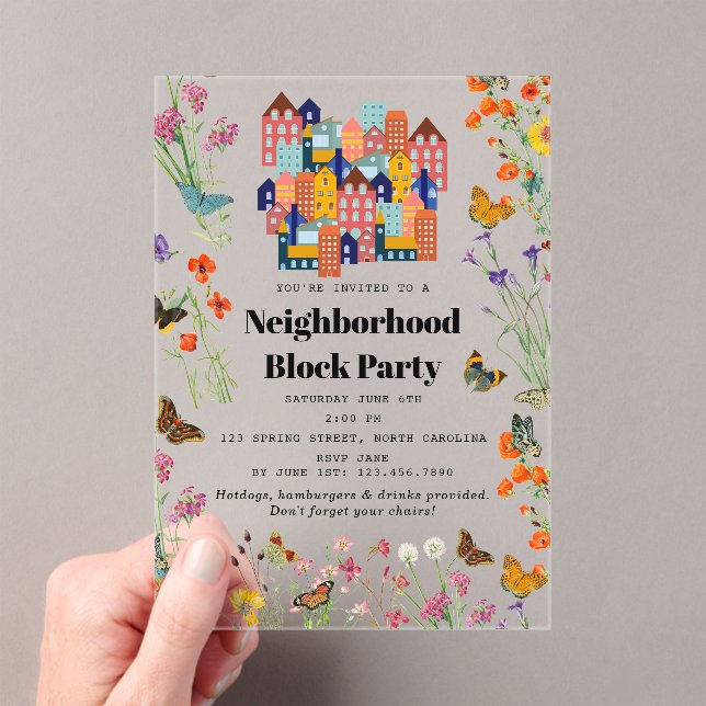 Invitations En Acrylique Fête de quartier BBQ de printemps (In situ (ordinateur de poche))