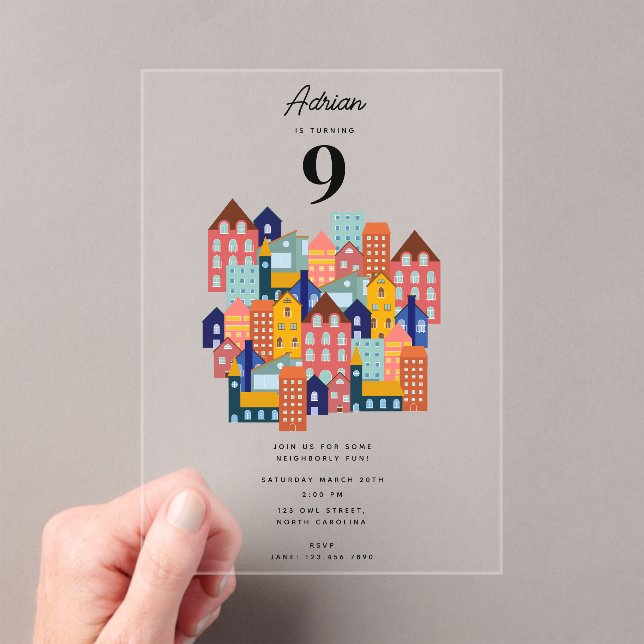 Invitations En Acrylique Fête de quartier Enfants Anniversaire (In situ (ordinateur de poche))