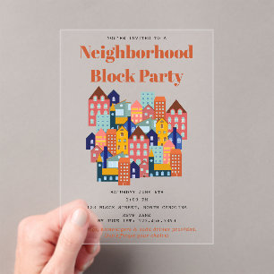 Invitations En Acrylique Fête de quartier Rencontrez vos voisins