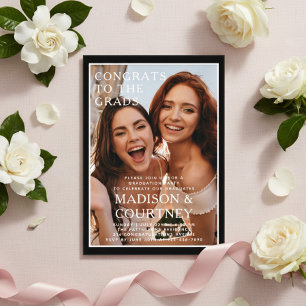 Invitations En Acrylique Fête de remise de diplômes photo moderne à carreau
