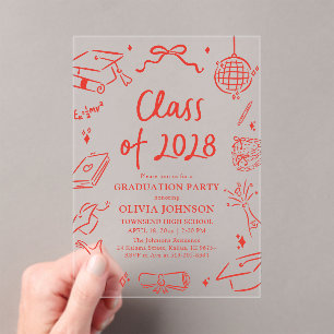 Invitations En Acrylique Fête de remise des diplômes de la promotion 2028 d