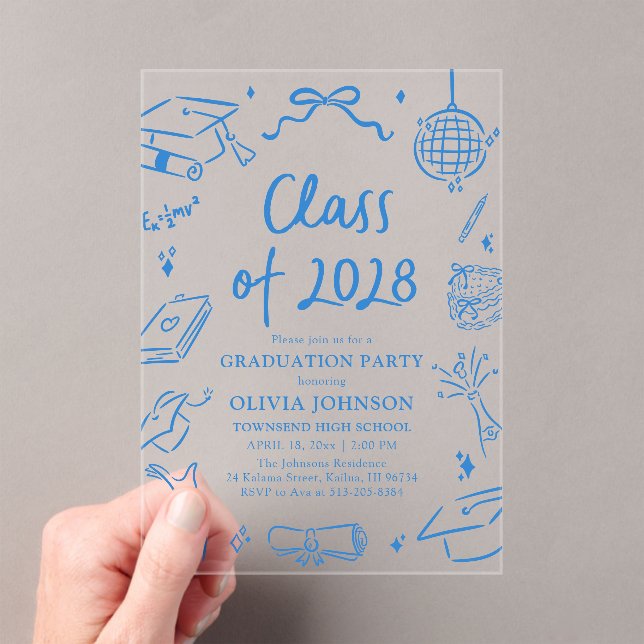 Invitations En Acrylique Fête de remise des diplômes de la promotion 2028 d (In situ (ordinateur de poche))
