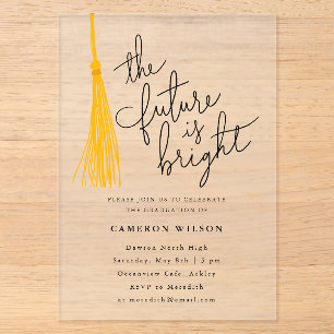 Invitations En Acrylique Fête de remise des diplômes Future Is Bright Yello