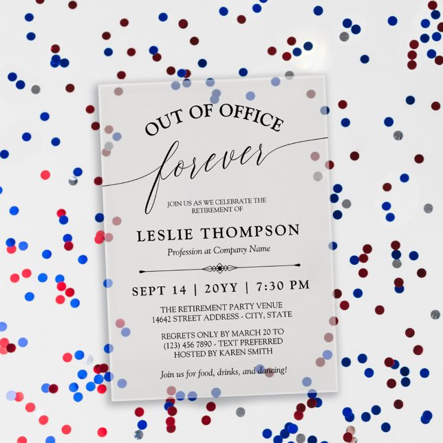Invitations En Acrylique Fête de retraite élégante pour une absence définit (Créateur téléchargé)