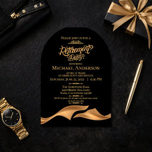 Invitations En Acrylique Fête de retraite en or noir luxueux