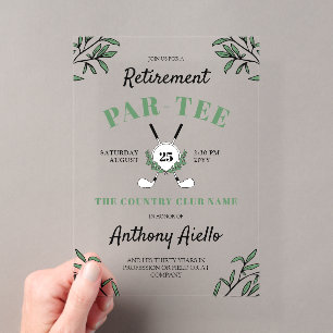 Invitations En Acrylique Fête de retraite sur le thème du golf et de la ver