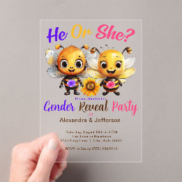 Invitations En Acrylique Fête de Révélation du Sexe Il ou Elle Bébé Abeille