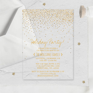 Invitations En Acrylique Fête de vacances Glamour Vintage Or Confettis