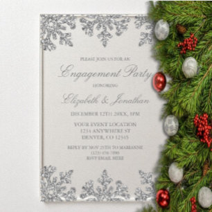 Invitations En Acrylique Fête d'engagement pour l'hiver du flocon de neige
