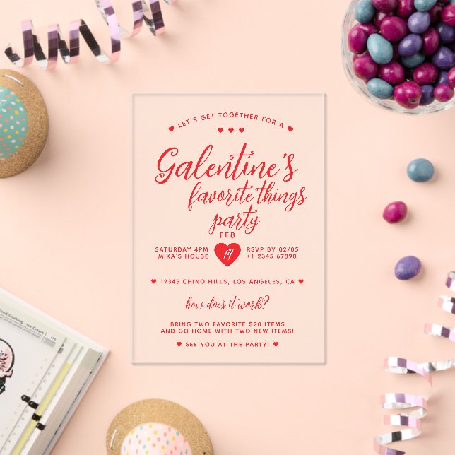 Invitations En Acrylique Fête des choses préférées de Chic Galentine  (Insitu (Célébration))