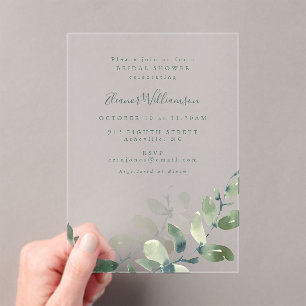 Invitations En Acrylique Fête des mariées botanique moderne Eucalyptus Boho