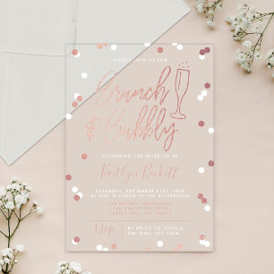 Invitations En Acrylique Fête des mariées Brunch & Bubbly Confetti