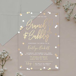 Invitations En Acrylique Fête des mariées Brunch & Bubbly Confetti
