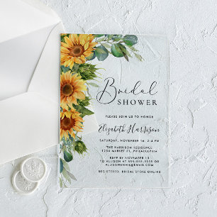 Invitations En Acrylique Fête des mariées d'aquarelle de tournesol Eucalypt