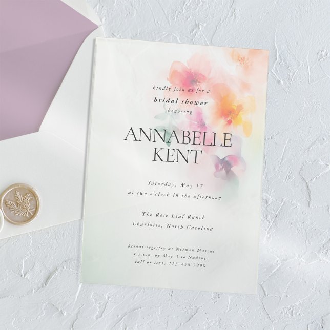 Invitations En Acrylique Fête des mariées d'aquarelle Élégante du printemps (Créateur téléchargé)