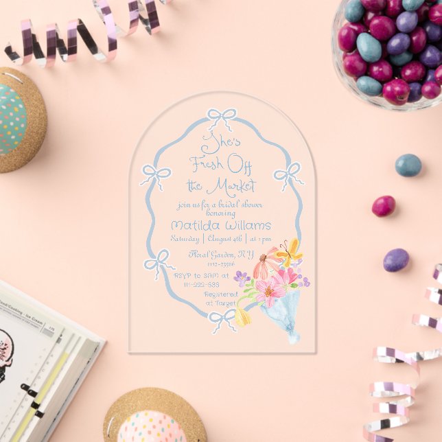 Invitations En Acrylique Fête des mariées d'aquarelle fraîche du marché (Insitu (Célébration))